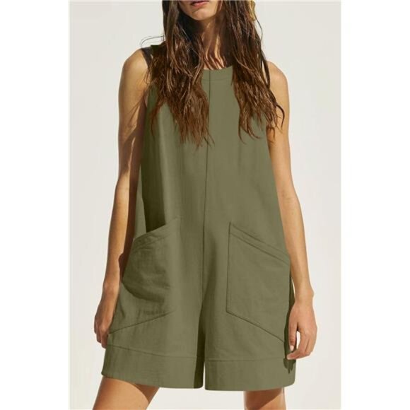 Lovelet Round Neck Sleeveless Romper with Pockets - Picture 4 of 16